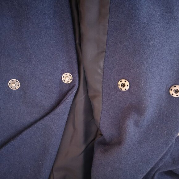 Old Navy Ladies Snap Closure Size Medium Belted Navy Coat - Picture 7 of 10